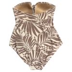 Kona Sol Kona Soul Pique Bandeau Strapless One Piece Swimsuit Tan Beige Medium Photo 2