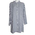 Tommy Bahama  Chambray Striped Boyfriend Beach Cover Up Shirt Womens Large Photo 1
