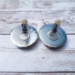 Vintage Clip On Earrings Pink & Light Gold Tone Large 1.75" Statement Unusual Photo 3