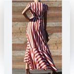 Bamboo  Apparel striped adjustable waist wrap ruffle maxi dress size Med NWOT Photo 2