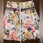 Lapis Ribbon Lined Floral Full Knee Length Skirt Photo 4