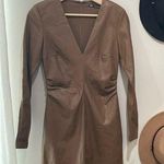 ZARA  brown faux leather dress Photo 0