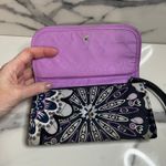 Vera Bradley Black Blue Purple Mimosa Medallion Print Clutch Wallet Photo 1