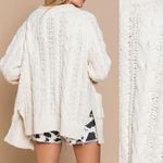 POL  Cable Knit Open Front Fisherman Cardigan Sweater Ivory Oversized Chenille Photo 2