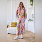 Urban Outfitters Out From Under Rainbow Tie Dye Sherpa Cropped Zip Hoodie XS NWT Photo 1