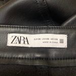 ZARA Women's Black Leather High Waisted Straight Leg Split Hem Trousers Pants 6 Photo 3