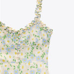 ZARA BNWT Pastel Floral Satin Sweetheart Ruffle Strap Mini Dress Photo 5