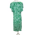 London Times Green White Floral Leaf V-Neck Ruffle Sleeve Midi Dress 16W Plus Photo 2