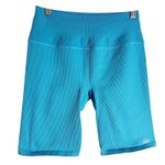Alo Yoga  Seamless Ribbed Blue High Waist 5” Favorite Biker Athletic Shorts Small Photo 1