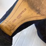 Karl Lagerfeld  Blue Black Floral Fabric Ankle Boots Women’s 6.5 Fall Heeled Boot Photo 6