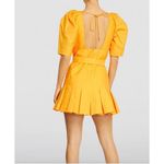 Acler Casper Pleated Cotton Belted Mini Dress In Mango Size 10 Boho Resortwear Yellow Photo 2