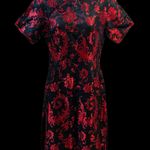 Vintage Black Red Chinese Brocade Maxi Dress Size M Photo 6