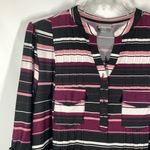 Avenue  Women's Striped Split Neck Roll Tab Sleeves Blouse Multicolor Size 22/24 Photo 2