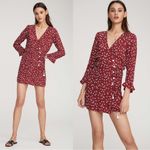 Faithfull the Brand Faithfull • Greta Mini Dress wrap button Betina Floral maroon Berry red Photo 2