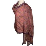 Vintage 100% silk dragon print scarf handmade rolled edge extra long XL 25x78" Purple Photo 9