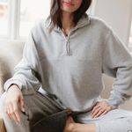 Jenni Kayne  Gray Pullovers Half Zip Sweatshirt Size Medium Photo 1