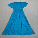 ZARA NWT  Maxi Dress S Women Aqua Geometric Print Button Front V Neck Flare Sleve Photo 1