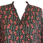Ny Collection Womens Tunic Top Blouse Shirt Floral Print Chiffon Black Red 2X Photo 8
