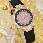 2 pc set Women Business Fashion Casual Round Pointer Quartz Watches + Bracelet Black Photo 2