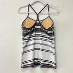 Lululemon  Women's Power Y Padded black & white Striped Tank Top Yoga Athleisure Photo 1