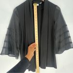Susan Graver  Black Liquid Knit‎ Open Front Cardigan Sheer Flare 3/4 Sleeves S Photo 8