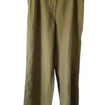 Poetry  Relaxed Straight Leg Yarn Dyed Linen Pants Forest Olive Green size 14 Photo 3