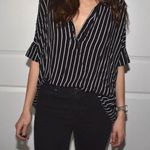 Ark & Co. Black And White Striped Blouse Photo 0