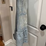 New In Boutique Bow Overall Dress, Raw Hem Details, Medium Blue Photo 2