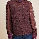 Anthropologie Bl^nk London Savannah lace tiered boho beaded blouse size S Photo 0