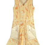 Coach  Apple‎ Print Dress Size 4 Peach Summer V-Neck Luxury Springtime Designer Photo 0
