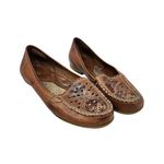 Thom McAn Floral Print Leather Slip On Loafers Shoes Round Toe Red Size 8.5 Photo 0