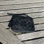 Coach y2k Jacquard Signature Black Leather Trim Pleated Wristlet Wallet Photo 2