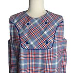 Vintage 60s Lady in Waiting Maternity Dress M/L Red Blue Plaid Sleeveless Zipper Size M Photo 1