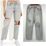 American Eagle NEW 8 Ripped '90s Straight High Waist Jean Gray Wash Photo 1