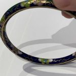 Cloisonné Vintage Costume Bracelet Bangle Blue Flower Pattern Photo 4
