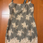 Pretty Little Thing Gray and tan lace detail mini dress Photo 0