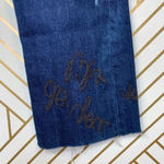 ZARA  Floral Embroidered Cigarette Jeans Dark‎ Wash Photo 6