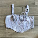 Cotton Candy Purple Plaid Crop Top Blue Size L Photo 0
