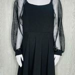 Crystal Doll  sheer long illusion sleeve short black dress Witchy size xl Photo 2