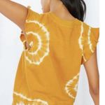 Anthropologie T.LA Mustard White Tie-Dye Ruffle Short Sleeve Sweatshirt Photo 1