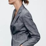 ZARA NWT  BLOGGERS FAV CHECK TAILORED BLAZER GRAY ONE BUTTON Photo 3