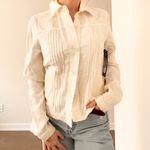 Relativity Deadstock Vintage 100% Linen Pleated Jacket Blouse Photo 3