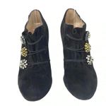 Christian Louboutin Bootini MJ 100mm Black Suede Crystal Button Booties 37 Rare Photo 5