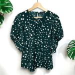 1. State  Painted Dot Puff Sleeve Top in Forest Green Photo 3