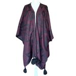 Cleobella  Burgundy Tassel Cape Cardigan Kimono Capelet One‎ Size Photo 2