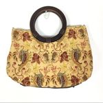 Vintage Braciano beaded paisley floral round handle bag clutch Photo 7