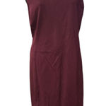 Ralph Lauren Lauren Burgundy Sleeveless Sheath Dress Faux Leather Trim Size L Photo 0