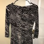 Ralph Lauren Lauren Women’s Patterned Black and White Boatneck Ruched Side Dress Photo 5