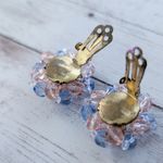 Vintage Clip On Earrings Large Pastel Tone Pink & Blue Statement Photo 5