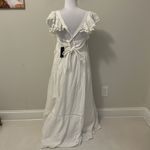 Lulus Chasing Summer White Swiss Dot Tie Back Maxi Dress Photo 3